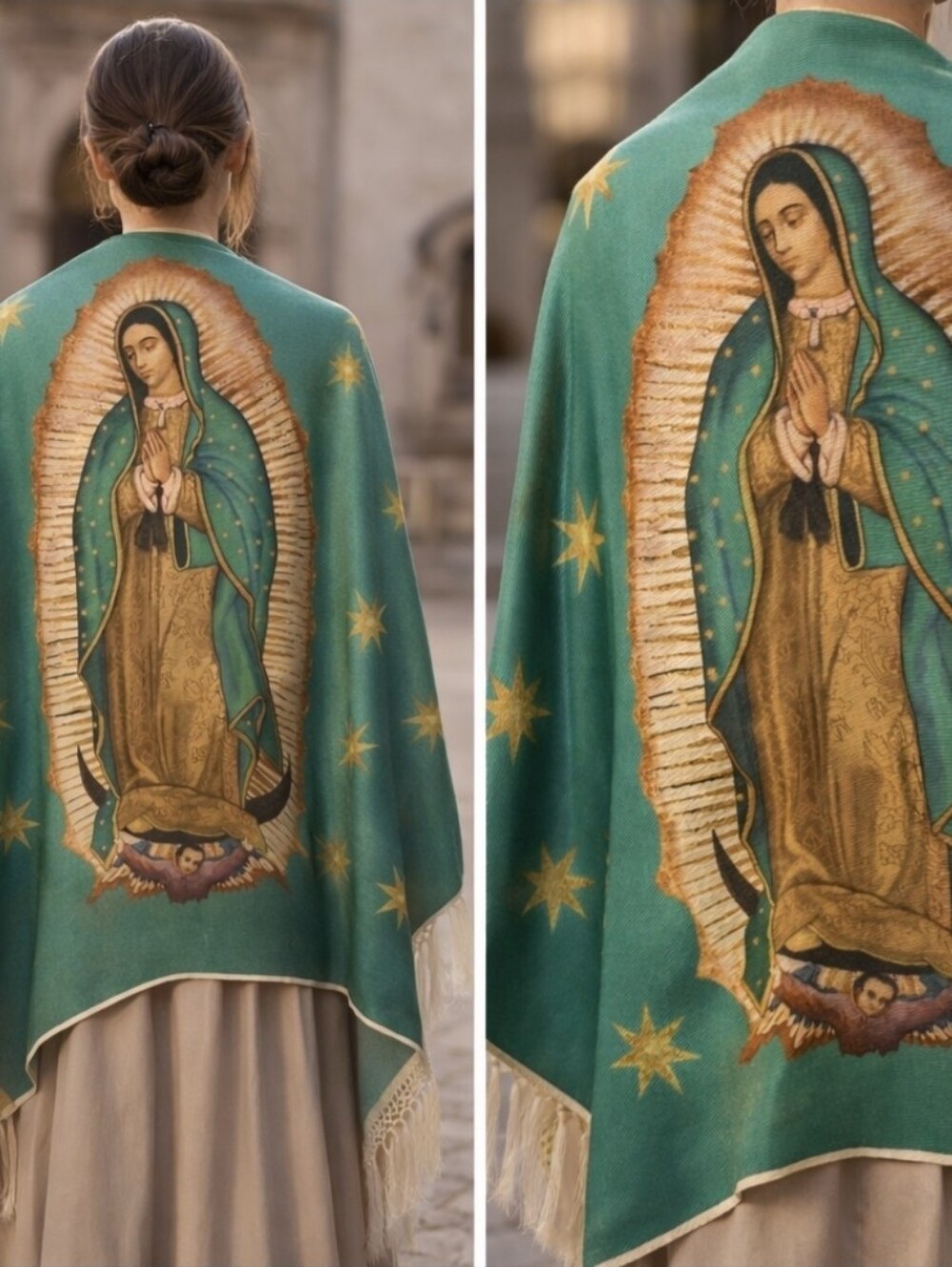 Virgen de Guadalupe shawl,  rebozo,  pashmina.